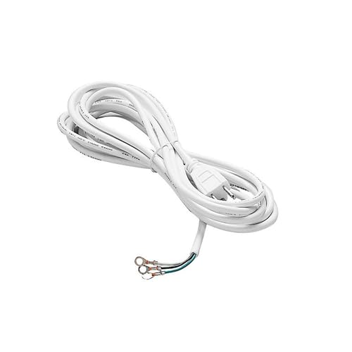 WAC Lighting 120V to 300V Rated 3-Wire SVT Power Cord with Ground Plug-in and Open Splice End to Power Track Systems 15FT in White