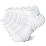 PAPLUS 6 Pairs Ankle Compression Socks for Women, Running Socks with Heel Tab, Cushioned Low Cut Athletic Socks