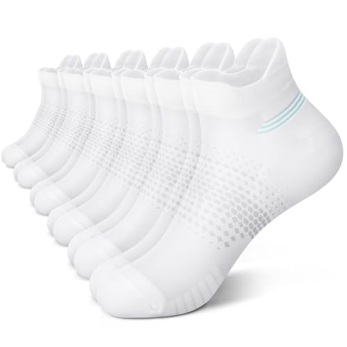PAPLUS 6 Pairs Ankle Compression Socks for Women Running Socks with Heel Tab Cushioned Low Cut Athletic Socks