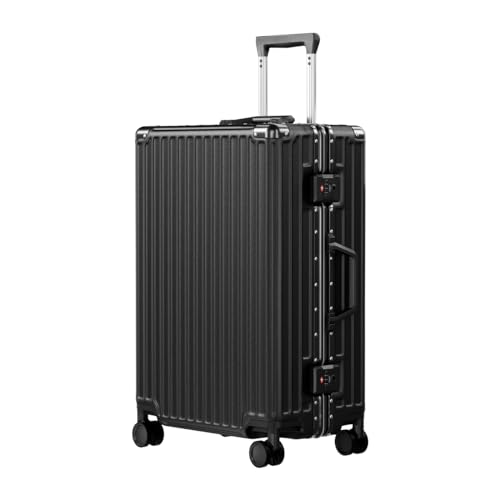 Image of AnyZip Luggage Aluminum Frame Carry On and Checked Suitcase PC ABS Hard Shell TSA Lock No Zipper, Black, 24-inch(upgraded Tsa Lock), Luggage With Spinner