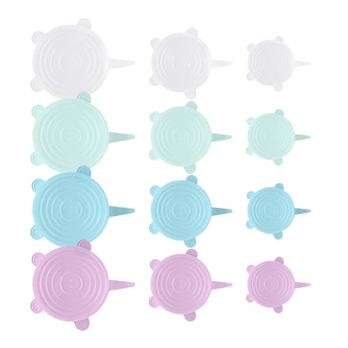 KVK Silicone Stretch Lids Small - Silicone Lids for Food Storage LFGB Silicone Bowl Cover Lid - Thicker Reusable Leakproof Fit Small Cans Cups Bowls - Oven Dishwasher and Freezer Safe 12pcs