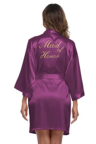 Image of Super Shopping-zone Women's Pure Bride Robes Embroidery Bridesmaid Robes Bridal Party Kimono Robe Wedding Sleepwear