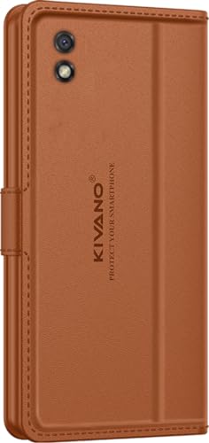 Image of KIVANO LUXE Compatible for Redmi 9A / Redmi 9i / 9A Sport Luxury Handmade Leather Magnetic Flip Folio Case | Card Holder & Kickstand | Slim Protective Cover | Unisex - Brown