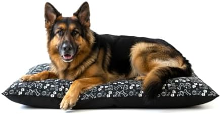 Cama Perro Grande XXL (125x90x20 cm) – Desenfundable y Lavable con Cremallera Resistente – Camas para Perros Gigantes de Alta Densidad, Suave y Duradera (Negro_PETHUESOS, XXX-Large)