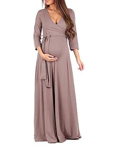 Preisvergleich Produktbild HAHAEMMA Damen Umstandskleid Schwangerschaftskleid schulterfrei Elegantes Kleid für Schwangere Frauen Off Shoulder Kleider Langarm Stretch