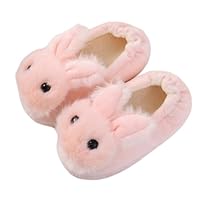 ASDIIT Bunny Girls Slippers, Thin Fleece Cartoon Rabbit Boys Shoes, Cute Spring/Autumn Warm Kids House Slippers, Anti-slip, Closed-back