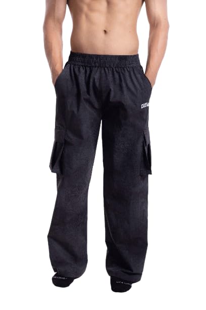 Mens 4-Pocket Polyester Cargo (Black, S) | Durable, Lightweight & Comfortable Casual Wear for Gym, Travel & Daily Use-image-3