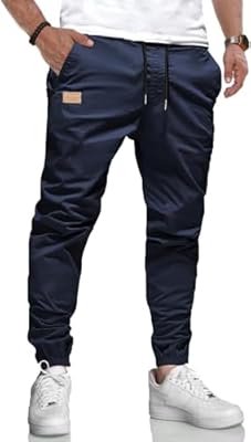 KUNJLELP Pantalones Casual Hombre Pantalón de Cargo Algodón Largos Elásticos Jogging Pants con Bolsillos,Azul,L | Ya disponible en tu tienda friki favorita! En mundofriki.es!