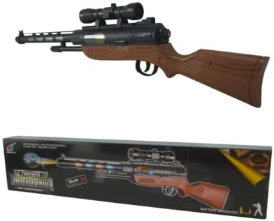 Toy Gun for kids great for Army play, Soldier, Military, boys police Costume accessories & fancy dress. Durable Toy rifle sniper gun, makes sounds lights vibrations & projects images for hours of fun.