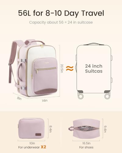 Image of LOVEVOOK 56L Travel Backpack for Women & Men, Airline Approved Carry On Luggage with 3 Packing Cubes, TSA Overnight Bags, Waterproof Personal Item Bag, Weekender Essentials Backpacks fits 17 inch Laptop