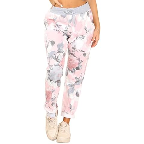 WearAll Women's Pink Flower Print Joggers Cover