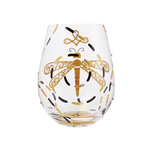Verre à vin peint à la main Lolita au design libellule multicolore - 5