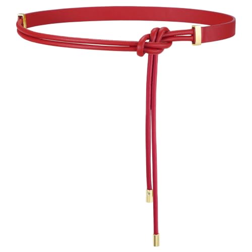 SUOSDEY Women Leather Knotted Thin Waist Belt for Dresses Jeans Pants Ladies Waist Rope Belts,Width 0.75"