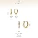 HABIKIP 14k Gold Plated Earrings for Women, Dainty Hoops Pearl Dangle Earrings Set Trendy Waterproof Stackable Earring Fashion Minimalist Cute Jewelry Gift for Women