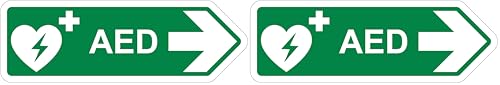 Image of V Safety Shaped Safety Sign - Aed Arrow Right - 300X100-2MM Rigid Plastic (Pack of 2)