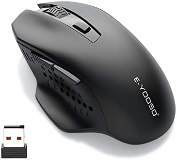 E-YOOSO Wireless Mouse, 2.4G Ergonomic Wireless Optical Mouse with USB Receiver for Laptop, Windows, PC, Chromebook, Cordless Mouse, 6 Buttons, 18 Months Battery Life, 4800 DPI, 5 Adjustment Levels