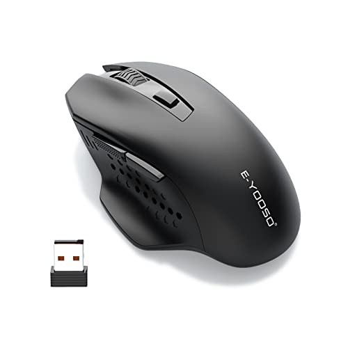 E-Yooso Wireless Mouse, 2.4G Ergonomic Wireless Optical Mouse With Usb Receiver For Laptop, Windows, Pc, Chromebook, Cordless Mouse, 6 Buttons, 18 Months Battery Life, 4800 Dpi, 5 Adjustment Levels #TOP27