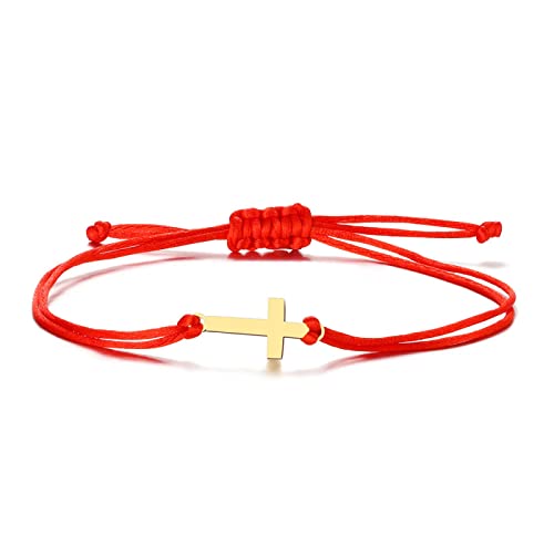 Bracelet croix Jésus en fil tressé porte-bonheur à porter au quotidien pour femme
