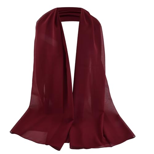 Chiffon Schal Damen, Seidenweiche Chiffon Hijab, Schultertuch Damen Groß Festlich, Stola für Abendkleid, Dünner Schal, Seidenschal damen,Schal Einfarbig, Halstuch Tuch aus Chiffon (Burgunderrot)