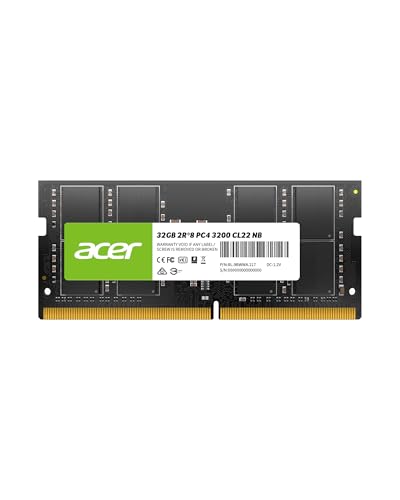 Acer SD100 DDR4 32go SODIMM 3200 MHz CL22 - RAM 260 Broches pour Ordinateur Module mémoire Basse Tension - Mémoire vive pour PC Portable et Notebook (unité...