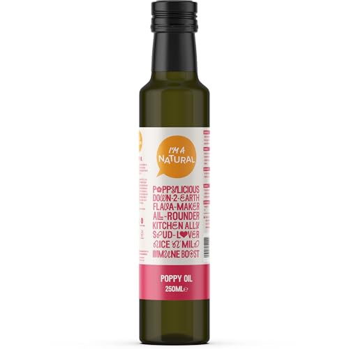 I'M A NATURAL Poppy Seed Oil (250ml). Vegan Cooking for Healthy Snacks & Meals, Delicious Gluten Free Oil for Cooking With a Mild & Nutty Taste - Genuine I'm A Natural
