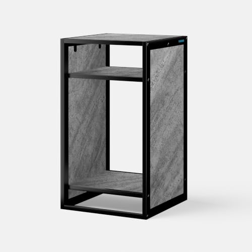 Image of LANDEN Metal Aquarium Cabinet 20 Gallon Fish Tank Stand, Marble Gray | 45x45x80cm,3-tier steel frame, marble-look, Heavy Duty Metal Cabinets with Storage Shelf for Reptile Terrarium Turtle Tank