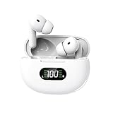 mempedont Wireless Earbuds, Bluetooth Earbuds, 45H Playback LED Power Display Earphones, Waterproof in-Ear Earbuds with Advanced Noise Cancelling, Low Latency Fast Charge - iOS, Android, White