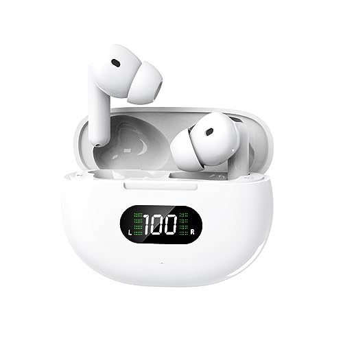 Breaspec Wireless Earbuds, Bluetooth Earbuds, 45H Playback LED Power Display Earphones, Waterproof in-Ear Earbuds with Advanced Noise Cancelling, Low Latency Fast Charge - iOS, Android
