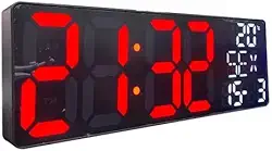 Relógio Digital LED 32cm para Mesa e Parede – Calendário, Termômetro, Hora, Data e Semana – Luz Ambiente e Números Grandes