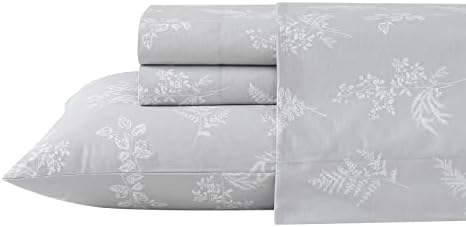 Stone Cottage - King Sheets, Cotton Percale Bedding Set, Crisp & Cool Home Decor (Foliage, King)