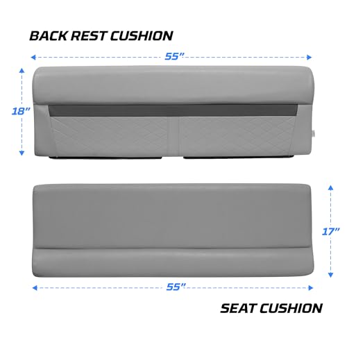 Wise DLX106-1905 DLX Series 55" Pontoon Bench Cushion Set - Marble/Reef Stone by Wise - Image 5