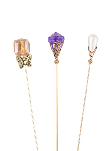 Image of Alilang 3Pcs Vintage Style Hat Lapel Brooch Pins with Flexible Bendable Design for Secure Fit on Hats, Scarves, and Suits