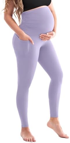SINOPHANT Damen Umstandsleggings mit Taschen | Hohe Taille schwangerschaftshose,Blickdichte Schwangerschaftsleggings,Weiche Elastische Umstandsmode,Zuhause Yoga