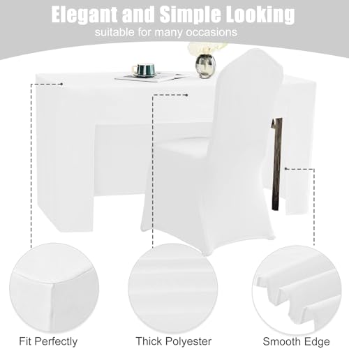 3 Pack Open Back Fitted Rectangle Tablecloths 96 x 30 Inch, White Table Clothes for 8 Foot Tables, Washable Polyester Fitted Table Cover for Parties, Wedding, Banquet, Trade Show (White, 8FT) by Fivenl - Image 5