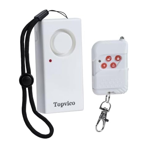 Topvico Door Handle Alarm Vibration Triggered, Hotel Travel Portable Door Alarm, 130dB Wireless Home Security for Kids, Elderly, Dementia, Remote Controller for Sensitivity Volume Adjust, 1 Pack Cover