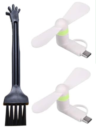 SEMINISMAR Mini ventilador para teléfono móvil, 2 unidades de ventilador portátil mini USB, ventilador giratorio portátil, ventilador USB, pequeño silencioso, ventilador 2 en 1 para teléfonos Android