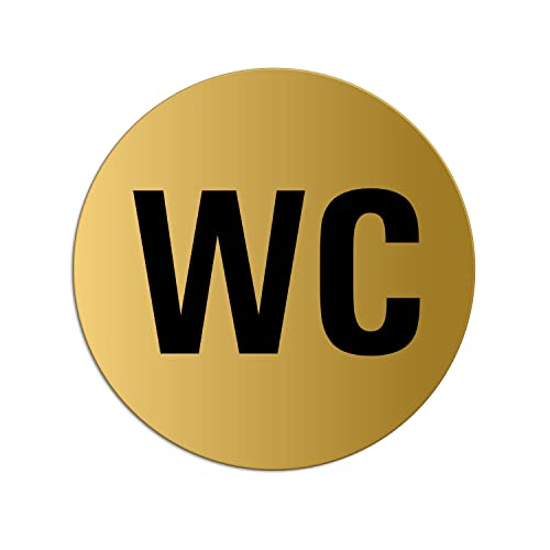 Señal Cartel Placa WC Ø 75 mm Aluminio anodizado oro autoadhesivo No.39004-M