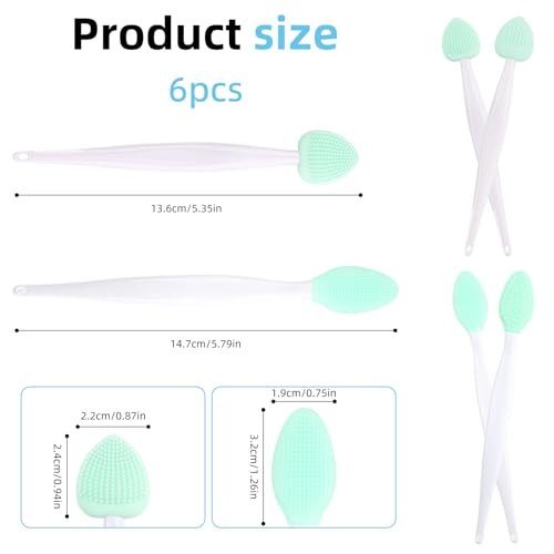 Image of 6 PCS Cat Acne Chin Treatment Brush Set, Multiple Colors Silicone Cat Grooming Brush Black Seed Exfoliating Brush, Double-Sided Scraper for Pet Chin Acne and Cleaning