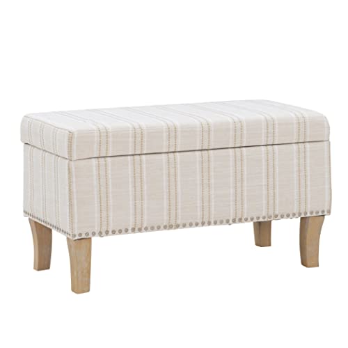 Linon Linen Stripe Upholstered Storage Stephanie...