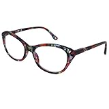 Mini Brille Cateye Lesebrille mit GRATIS Etui, Kunststoff Brillengestell Bunt (Blumen Muster Rot), Lesehilfe Damen +1.5 Dioptrien