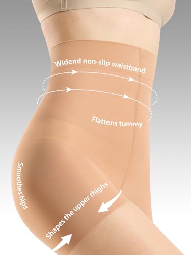 2 Pairs High Waisted Tights for Women Control Top Shaping Pantyhose 30D Tummy Control Sheer Stockings3