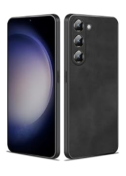 Duxsmei for Samsung Galaxy S23 5G, TPU and Suede PU Leather Case, Anti-Vibration Anti-Slip Ultralight Luxury Case for Samsung Galaxy S23 5G, for Men Women (Black)
