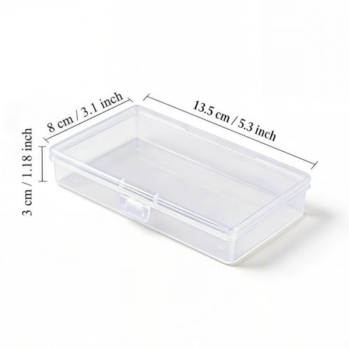 Image of 12 Pack Rectangular Clear Plastic Storage Containers | 5.3 x 3.1 x 1.18 inch, Hinged Lid, For Beads and Small Craft Items