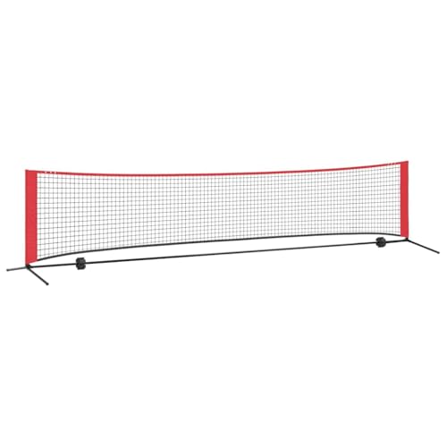 vidaXL Filet de Tennis Noir et Rouge 396 x 92 x 87 cm Polyester