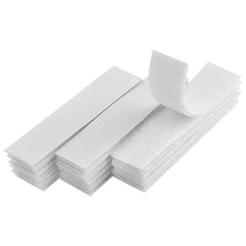 Melsan Hook Loop Tape Strong Back Adhesive Fasten Mounting Tape for Home or Office Use - Instead of Holes and Screws Black/White 1 inch x 4 inch-15 Sets
