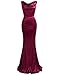 MUXXN Women's 30s Brief Elegant Mermaid Evening Dress (S, Burgundy)