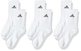 adidas, Cushioned Crew Socks 3 Pairs, Socken, Weiß Schwarz, 37, Unisex-Bambino