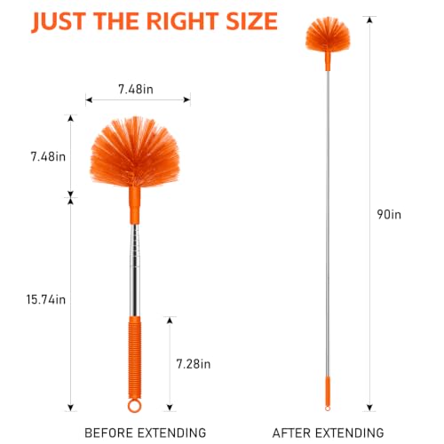 Image of SetSail Cobweb Duster with Extension Pole, for Cobweb Cleaning, Orange
