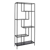 Étagère en verre trempé noir, alliant style industriel et vintage pour un look unique.