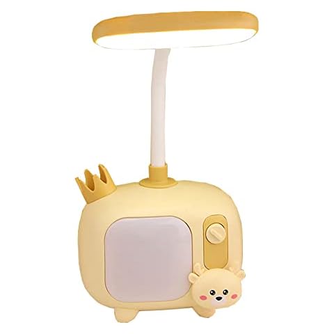 Meitawilltion Little Deer Lamp with Pen Holder, Eye-Caring LED Portable Reading Light with 361 ° Curvable and Adjustable Neck-Yellow Cover